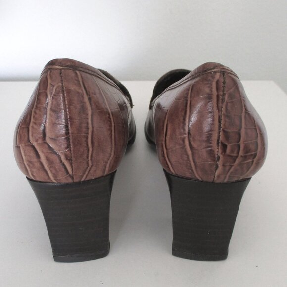 Easy Spirit Womens Brown Croco Penny Loafer w/2.5" Block Heel - Size 7.5M - Picture 9 of 10